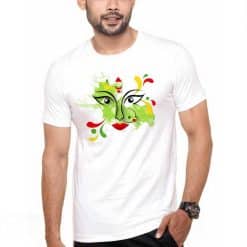Colerful Alpona Durga T-Shirt; Alpona durga puja t-shirts; Customize photo t-shirts price; best photo t-shirt in bangladesh; durga puja alpona t-shirts; Customize t-shirts price; dekora;