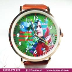 Personalized Gift Photo Printed Brown Color Leather Belt Wrist Watch