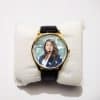Personalized Image/Design Printed Leather Deep Brown Belt Wrist Watch for Women