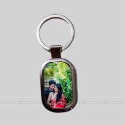 Personalized Round Rectangle Shape One Side Printed Metal Key Ring
