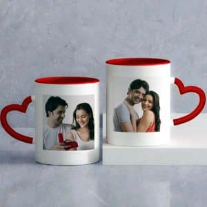 Red Heart Handle Love Each Other Mug