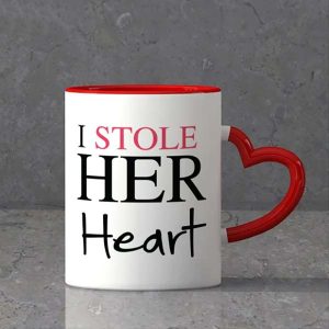 Red Heart Handle Love Each Other Mug 3