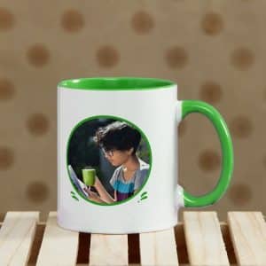 personalized mug with green handle 2