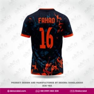 Chinese Collar Sports Jersey Maker in Bangladesh; chinese collar sports jersey; orange color in bd; personalized cricket jersey supplier; custom made football jersey with logo price in bd; customize football jersey manufacturers un Bangladesh; sublimation sports jersey maker in BD; orange black chinese collar football jersey; personalized volleyball jersey;